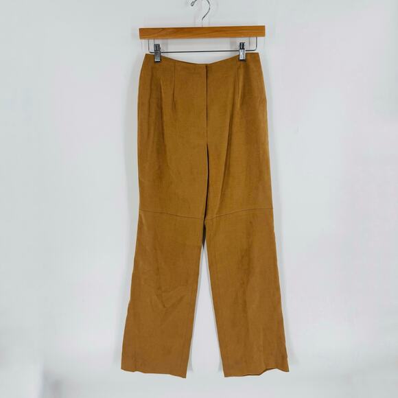 Vintage Talbots Faux Suede Pants Brown High Rise Size 2 Petite Fall Wardrobe - Picture 1 of 8